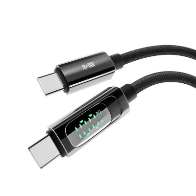 Кабель для заряджання та обміну даними USB Yoki YK-DI88DISPLAY Series Type-C to Type-C 100W 5A/20V 2 m Black Кабель для заряджання та обміну даними USB Yoki YK-DI88DISPLAY Series Type-C to Type-C 100W 5A/20V 2 m Black