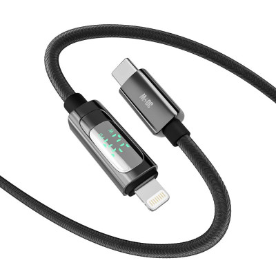 Кабель для заряджання та обміну даними USB Yoki YK-DI88DISPLAY Series Type-C to Lightning 30W 3A/10V 1.2 m Чорний Кабель для заряджання та обміну даними USB Yoki YK-DI88DISPLAY Series Type-C to Lightning 30W 3A/10V 1.2 m Чорний