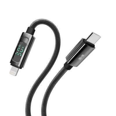 Кабель для заряджання та обміну даними USB Yoki YK-DI88DISPLAY Series Type-C to Lightning 30W 3A/10V 1.2 m Чорний Кабель для заряджання та обміну даними USB Yoki YK-DI88DISPLAY Series Type-C to Lightning 30W 3A/10V 1.2 m Чорний