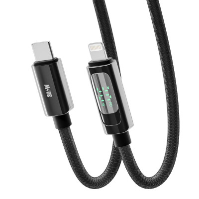 Кабель для заряджання та обміну даними USB Yoki YK-DI88DISPLAY Series Type-C to Lightning 30W 3A/10V 1.2 m Чорний Кабель для заряджання та обміну даними USB Yoki YK-DI88DISPLAY Series Type-C to Lightning 30W 3A/10V 1.2 m Чорний