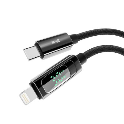 Кабель для заряджання та обміну даними USB Yoki YK-DI88DISPLAY Series Type-C to Lightning 30W 3A/10V 1.2 m Чорний Кабель для заряджання та обміну даними USB Yoki YK-DI88DISPLAY Series Type-C to Lightning 30W 3A/10V 1.2 m Чорний