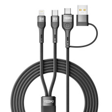 Кабель для зарядки и обмена данными USB Yoki YK-UN91 UNIVERSE USB-A/Type-C to Type-C/Lightning 100W 5A/20V 1.2 m Черный