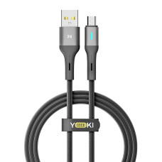 Кабель для зарядки и обмена данными USB Yoki YK-LE17 LED Series USB/МicroUSB 60W 3A/20V 1.2 m Black