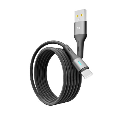 Кабель для заряджання та обміну даними USB Yoki YK-LE17 LED Series USB/Type C 60W 3A/20V 1.2 m Black Кабель для заряджання та обміну даними USB Yoki YK-LE17 LED Series USB/Type C 60W 3A/20V 1.2 m Black