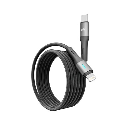 Кабель для зарядки и обмена данными USB Yoki YK-LE17 LED Series Type-C to Lightning 30W 3A/10V 1.2 m Black Кабель для зарядки и обмена данными USB Yoki YK-LE17 LED Series Type-C to Lightning 30W 3A/10V 1.2 m Black