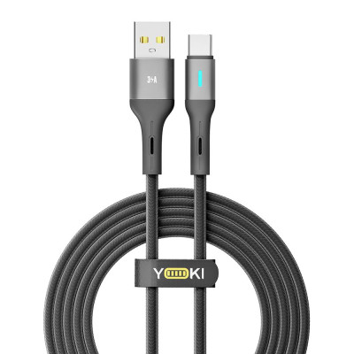 Кабель для зарядки и обмена данными Yoki YK-LE17 LED Series USB/Type C 60W 3A/20V 2 m Black