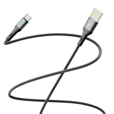 Кабель для зарядки и обмена данными Yoki YK-LE17 LED Series USB/Type C 60W 3A/20V 2 m Black Кабель для зарядки и обмена данными Yoki YK-LE17 LED Series USB/Type C 60W 3A/20V 2 m Black