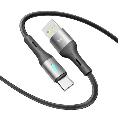 Кабель для зарядки и обмена данными Yoki YK-LE17 LED Series USB/Type C 60W 3A/20V 2 m Black Кабель для зарядки и обмена данными Yoki YK-LE17 LED Series USB/Type C 60W 3A/20V 2 m Black