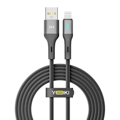 Кабель для зарядки и обмена данными Yoki YK-LE17 LED Series USB/Lightning 12W 2.4A/5V 2 m Black