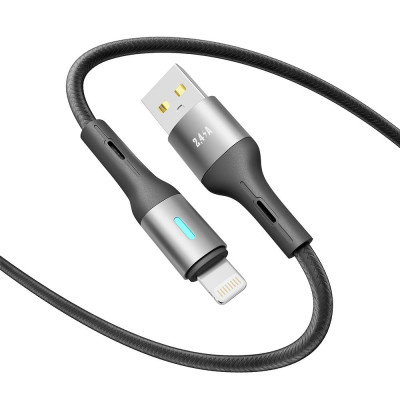 Кабель для зарядки и обмена данными Yoki YK-LE17 LED Series USB/Lightning 12W 2.4A/5V 2 m Black Кабель для зарядки и обмена данными Yoki YK-LE17 LED Series USB/Lightning 12W 2.4A/5V 2 m Black
