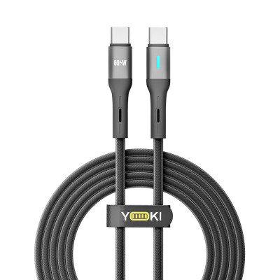 Кабель для зарядки и обмена данными Yoki YK-LE17 LED Series Type-C to Type-C 60W 3A/20V 2 m Black