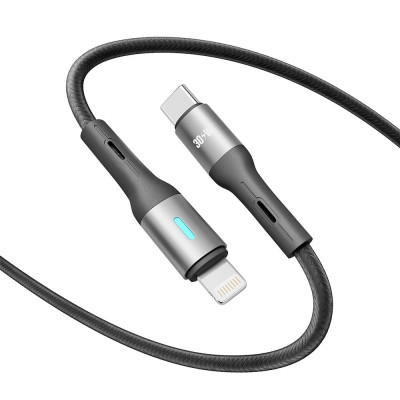 Кабель для зарядки и обмена данными Yoki YK-LE17 LED Series Type-C to Lightning 30W 3A/10V 2 m Black Кабель для зарядки и обмена данными Yoki YK-LE17 LED Series Type-C to Lightning 30W 3A/10V 2 m Black