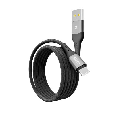 Кабель для зарядки и обмена данными Yoki YK-SO15 SOLID Series USB/Type C 60W 3A/20V 1.2 м Черный Кабель для зарядки и обмена данными Yoki YK-SO15 SOLID Series USB/Type C 60W 3A/20V 1.2 м Черный
