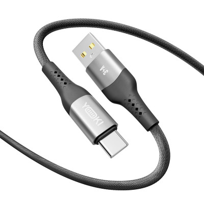 Кабель для зарядки и обмена данными Yoki YK-SO15 SOLID Series USB/Type C 60W 3A/20V 1.2 м Черный Кабель для зарядки и обмена данными Yoki YK-SO15 SOLID Series USB/Type C 60W 3A/20V 1.2 м Черный