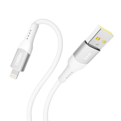 Кабель для зарядки и обмена данными Yoki YK-SO15 SOLID Series USB/Lightning 12W 2.4A/5V 1.2 м Белый Кабель для зарядки и обмена данными Yoki YK-SO15 SOLID Series USB/Lightning 12W 2.4A/5V 1.2 м Белый