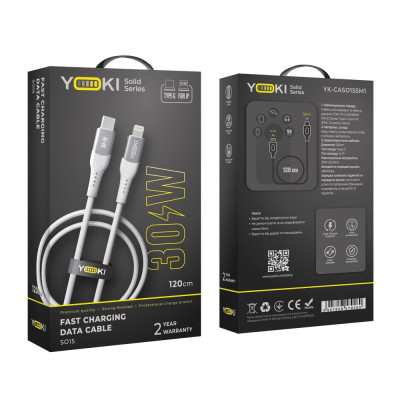 Кабель для заряджання та обміну даними Yoki YK-SO15 SOLID Series Type-C to Lightning 30W 3A/10V 1.2 м Білий Кабель для заряджання та обміну даними Yoki YK-SO15 SOLID Series Type-C to Lightning 30W 3A/10V 1.2 м Білий