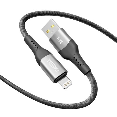 Кабель для зарядки и обмена данными Yoki YK-SO15 SOLID Series USB/Lightning 12W 2.4A/5V 2 м Черный Кабель для зарядки и обмена данными Yoki YK-SO15 SOLID Series USB/Lightning 12W 2.4A/5V 2 м Черный