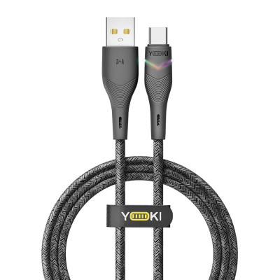Кабель для зарядки и обмена данными USB Yoki YK-RG24 RGB Series USB/Type C 60W 3A/20V 1.2 м Черный