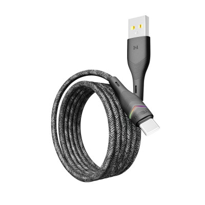 Кабель для зарядки и обмена данными USB Yoki YK-RG24 RGB Series USB/Type C 60W 3A/20V 1.2 м Черный Кабель для зарядки и обмена данными USB Yoki YK-RG24 RGB Series USB/Type C 60W 3A/20V 1.2 м Черный