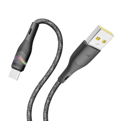 Кабель для зарядки и обмена данными USB Yoki YK-RG24 RGB Series USB/Type C 60W 3A/20V 1.2 м Черный Кабель для зарядки и обмена данными USB Yoki YK-RG24 RGB Series USB/Type C 60W 3A/20V 1.2 м Черный