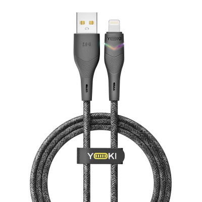 Кабель для зарядки и обмена данными Yoki YK-RG24 RGB Series USB/Lightning 12W 2.4A/5V 1.2 м Черный