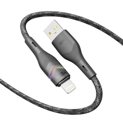 Кабель для заряджання та обміну даними Yoki YK-RG24 RGB Series USB/Lightning 12W 2.4A/5V 1.2 м Чорний Кабель для заряджання та обміну даними Yoki YK-RG24 RGB Series USB/Lightning 12W 2.4A/5V 1.2 м Чорний