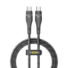 Кабель для зарядки и обмена данными USB Yoki YK-RG24 RGB Series Type-C to Type-C 60W 3A/20V 1.2 м Черный