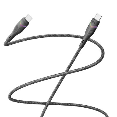 Кабель для заряджання та обміну даними USB Yoki YK-RG24 RGB Series Type-C to Type-C 60W 3A/20V 1.2 м Чорний