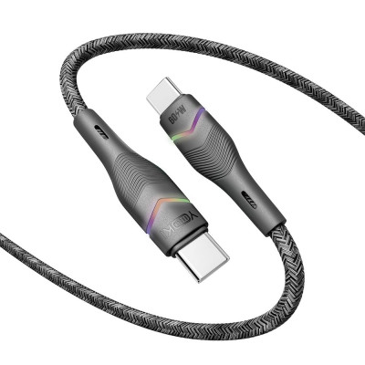 Кабель для заряджання та обміну даними USB Yoki YK-RG24 RGB Series Type-C to Type-C 60W 3A/20V 1.2 м Чорний