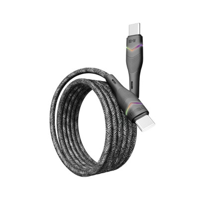 Кабель для заряджання та обміну даними USB Yoki YK-RG24 RGB Series Type-C to Type-C 60W 3A/20V 1.2 м Чорний