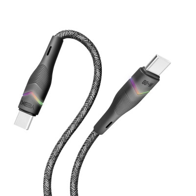 Кабель для заряджання та обміну даними USB Yoki YK-RG24 RGB Series Type-C to Type-C 60W 3A/20V 1.2 м Чорний