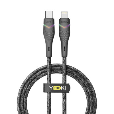 Кабель для зарядки и обмена данными Yoki YK-RG24 RGB Series Type-C to Lightning 30W 3A/10V 1.2 м Черный