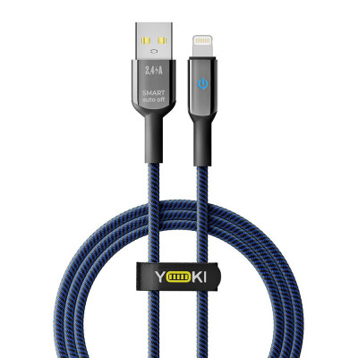 Кабель для зарядки и обмена данными Yoki YK-SM31 SMART Series USB/Lightning 12W 2.4A/5V 1.2 м Черно-Синий