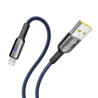 Кабель для заряджання та обміну даними Yoki YK-SM31 SMART Series USB/Lightning 12W 2.4A/5V 1.2 м Чорно-Синій Кабель для заряджання та обміну даними Yoki YK-SM31 SMART Series USB/Lightning 12W 2.4A/5V 1.2 м Чорно-Синій