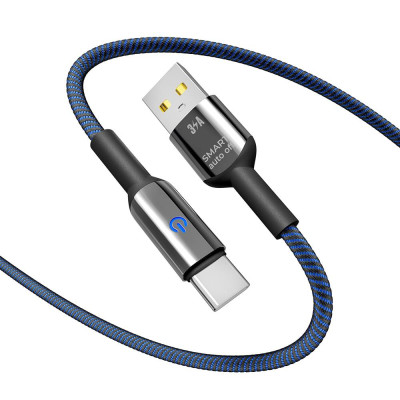 Кабель для зарядки и обмена данными USB Yoki YK-SM31 SMART Series USB/Type C 60W 3A/20V 2 м Черно-Синий