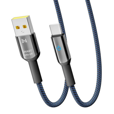 Кабель для зарядки и обмена данными USB Yoki YK-SM31 SMART Series USB/Type C 60W 3A/20V 2 м Черно-Синий
