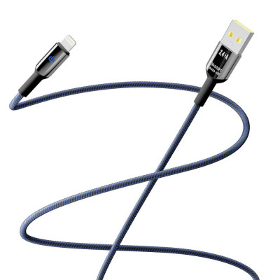 Кабель для зарядки и обмена данными Yoki YK-SM31 SMART Series USB/Lightning 12W 2.4A/5V 2 м Черно-Синий Кабель для зарядки и обмена данными Yoki YK-SM31 SMART Series USB/Lightning 12W 2.4A/5V 2 м Черно-Синий