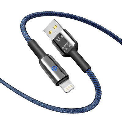 Кабель для зарядки и обмена данными Yoki YK-SM31 SMART Series USB/Lightning 12W 2.4A/5V 2 м Черно-Синий Кабель для зарядки и обмена данными Yoki YK-SM31 SMART Series USB/Lightning 12W 2.4A/5V 2 м Черно-Синий