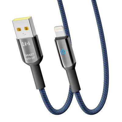 Кабель для зарядки и обмена данными Yoki YK-SM31 SMART Series USB/Lightning 12W 2.4A/5V 2 м Черно-Синий Кабель для зарядки и обмена данными Yoki YK-SM31 SMART Series USB/Lightning 12W 2.4A/5V 2 м Черно-Синий