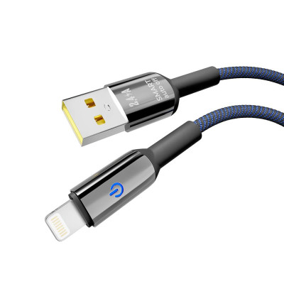 Кабель для зарядки и обмена данными Yoki YK-SM31 SMART Series USB/Lightning 12W 2.4A/5V 2 м Черно-Синий Кабель для зарядки и обмена данными Yoki YK-SM31 SMART Series USB/Lightning 12W 2.4A/5V 2 м Черно-Синий