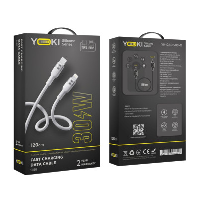 Кабель для заряджання та обміну даними USB Yoki YK-SI50 SILICONE Series Type-C to Lightning 30W 3A/10V 1.2 м Білий