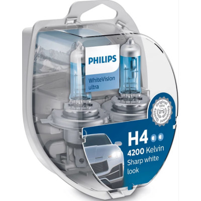 Комплект галогеновых ламп Philips 12342WVUSM H4 60/55W 12V P43t WhiteVision ultra +60%