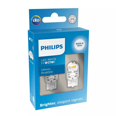 Комплект світлодіодних ламп Philips 11065CU60X2 W21W LED Ultinon Pro6000 SI 12V WX3x16d white Комплект світлодіодних ламп Philips 11065CU60X2 W21W LED Ultinon Pro6000 SI 12V WX3x16d white