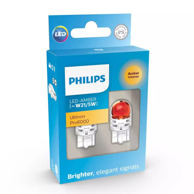 Комплект світлодіодних ламп Philips 11066AU60X2 W21/5W LED Ultinon Pro6000 SI 12V 2.5/0.5 W3x16q amber Комплект світлодіодних ламп Philips 11066AU60X2 W21/5W LED Ultinon Pro6000 SI 12V 2.5/0.5 W3x16q amber