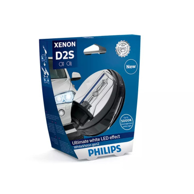 Ксеноновая лампа Philips 85122WHV2S1 D2S 85V 35W P32d-2 WhiteVision gen2 5000K Ксеноновая лампа Philips 85122WHV2S1 D2S 85V 35W P32d-2 WhiteVision gen2 5000K