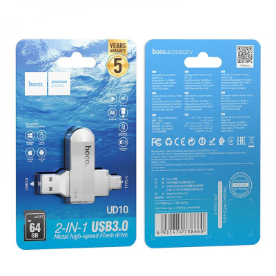 Флеш память USB Hoco UD10 Type-C 64 GB USB 3.0 Steel (30037_2475601) Флеш память USB Hoco UD10 Type-C 64 GB USB 3.0 Steel (30037_2475601)