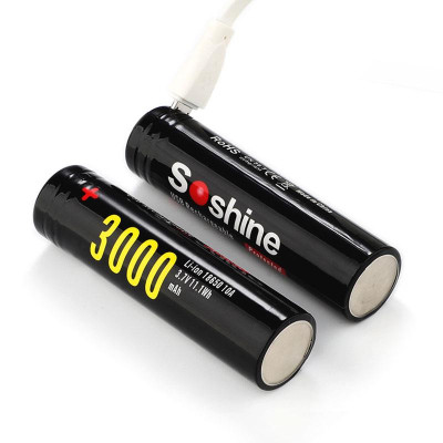 Акумулятор Soshine 18650 Li-Ion microUSB 3000mAh 1 шт (18650USB-3.7-3000) Акумулятор Soshine 18650 Li-Ion microUSB 3000mAh 1 шт (18650USB-3.7-3000)