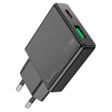 Ультратонкий двопортовий зарядний пристрій Hoco N38 Delgado Type-C 20 Вт та USB-A 18 Вт PD20W / PPS / QC3.0 / FCP / AFC Black