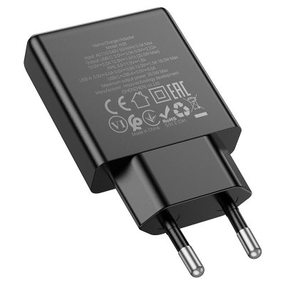 Ультратонкий двопортовий зарядний пристрій Hoco N38 Delgado Type-C 20 Вт та USB-A 18 Вт PD20W / PPS / QC3.0 / FCP / AFC Black Ультратонкий двопортовий зарядний пристрій Hoco N38 Delgado Type-C 20 Вт та USB-A 18 Вт PD20W / PPS / QC3.0 / FCP / AFC Black