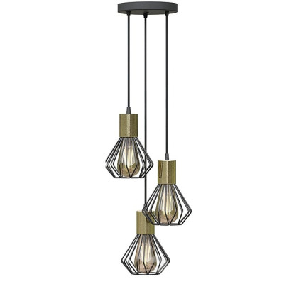 Светильник лофт MSK Electric Diadem подвесной на три плафона с бронзовым патроном NL 2215-3R BK+BN
